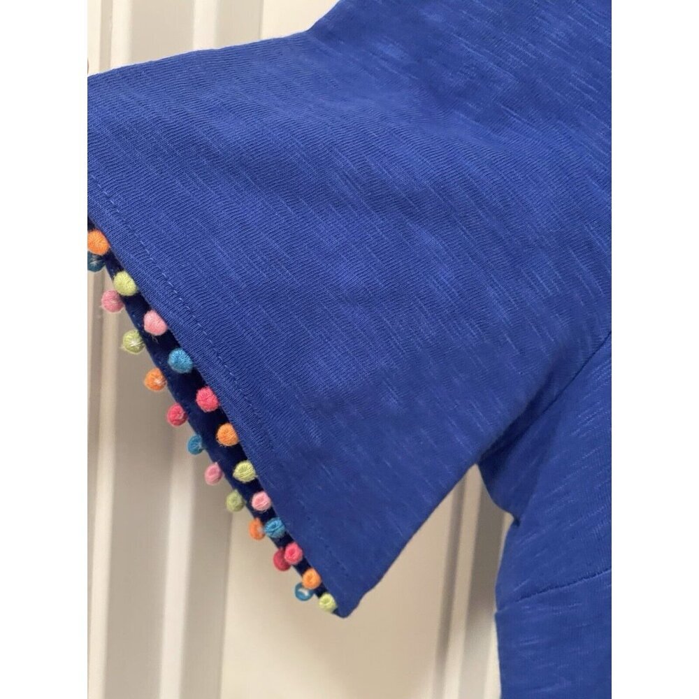 NWOT  Boden Ali Pom Sleeve Dress Knee Length Women’s Sz US 12L Blue Short Sleeve - Picture 5 of 15